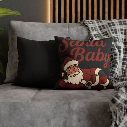 Santa Baby Black Pillowcase — Festive Holiday Decorative Pillow Cover