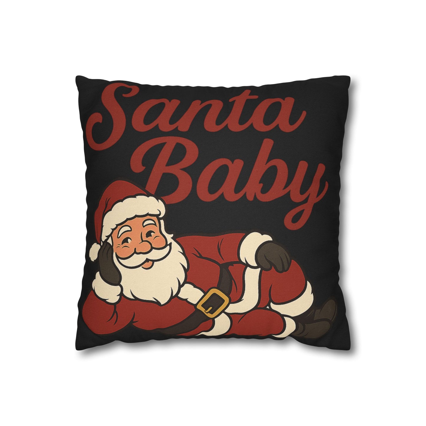 Santa Baby Black Pillowcase — Festive Holiday Decorative Pillow Cover